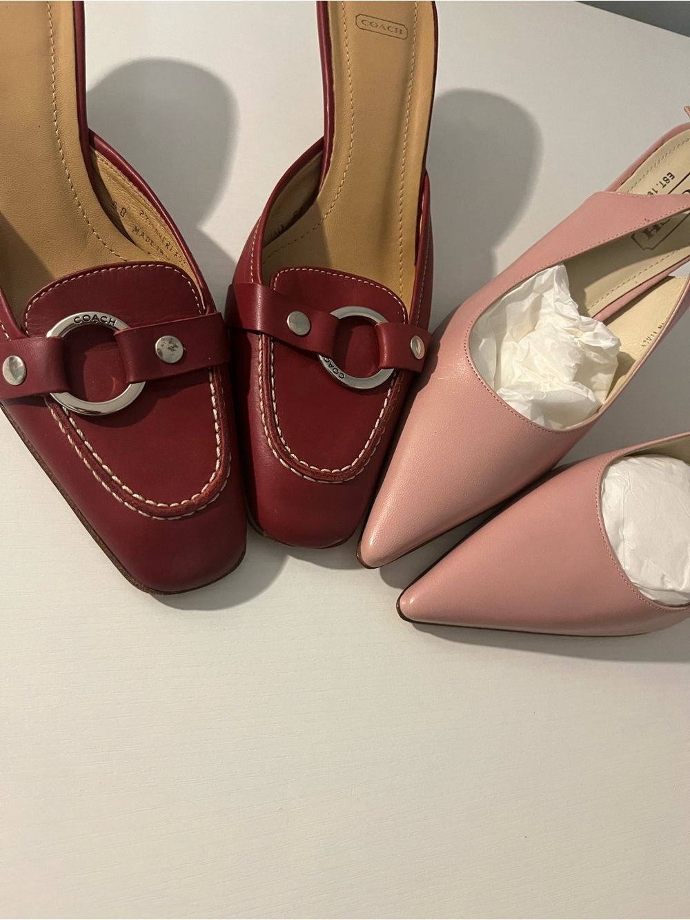 2 pairs/ red and pink coach heels - Picture 2 of 7